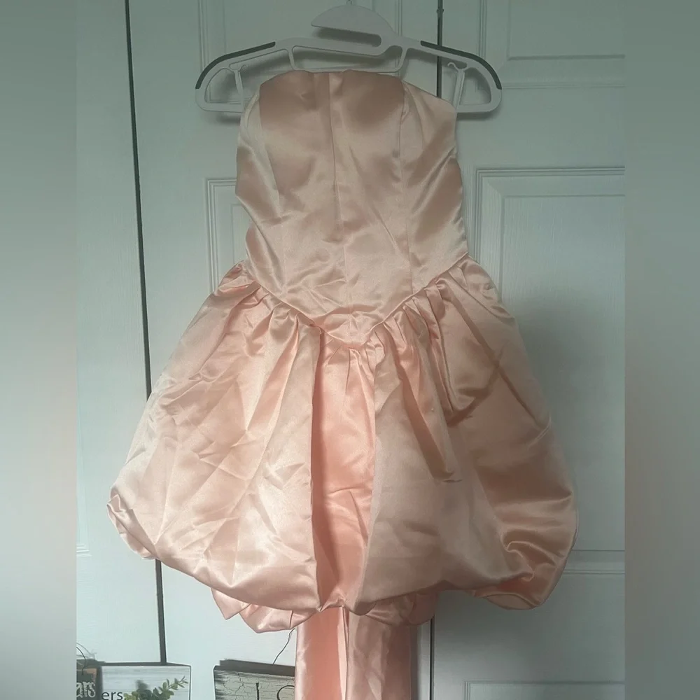 Elegant Pink Strapless Dress - Picture 9 of 11